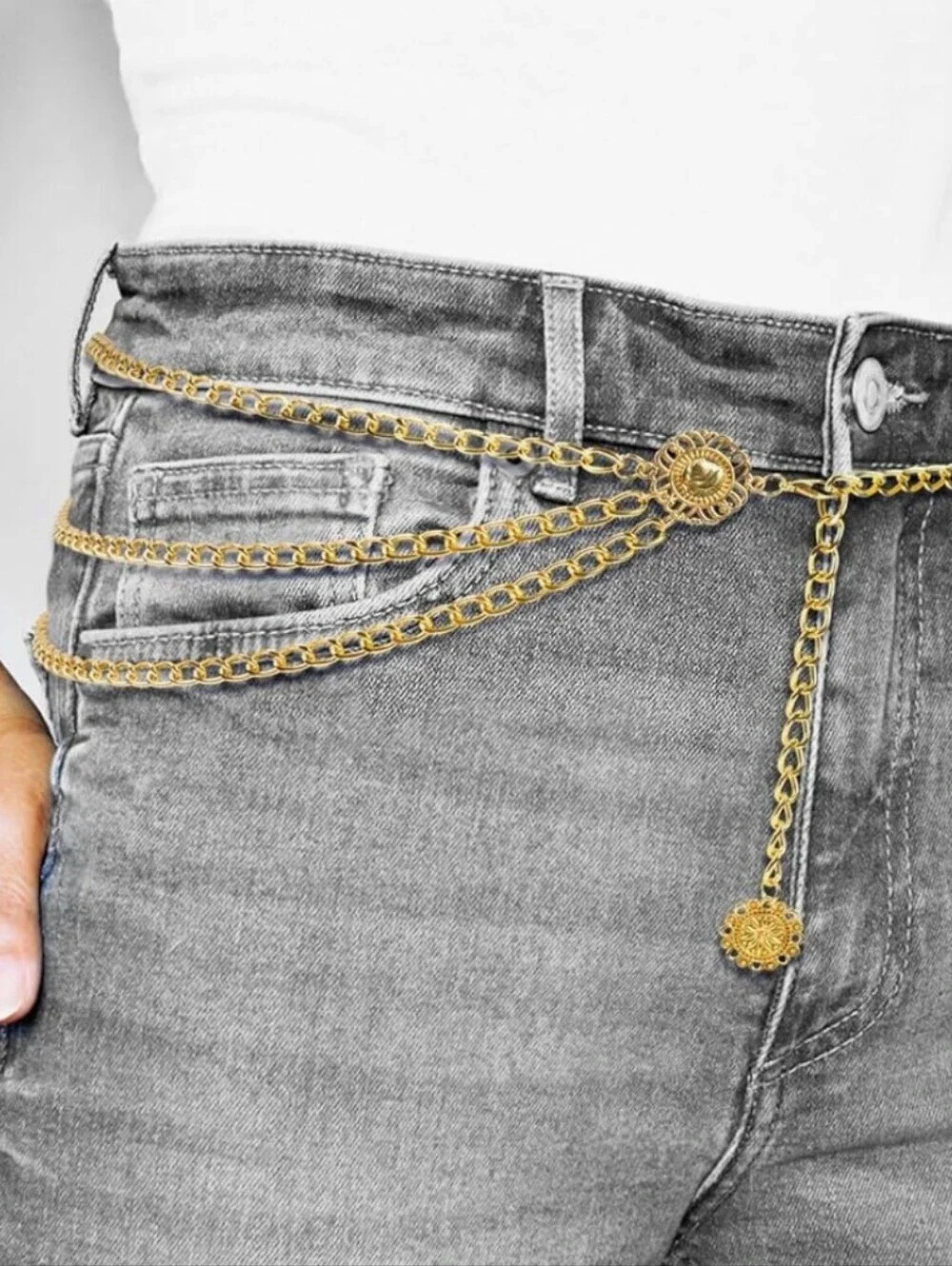 Waist Chain Belts for Women Fashion Adjustable Multilayer Metal Gold Belly Chain